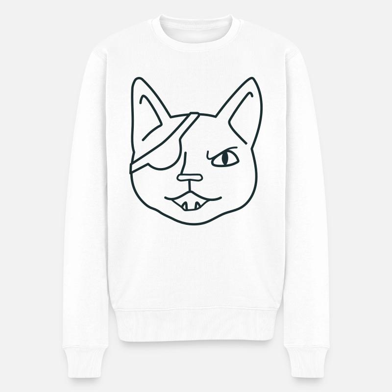 Wütendes Piratenkatzengesicht - Männer Premium Bio Pullover - Weiß
