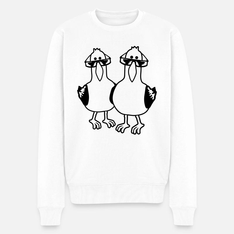 Dessin animé 2 Amis mouettes - Pull Premium bio Homme - blanc