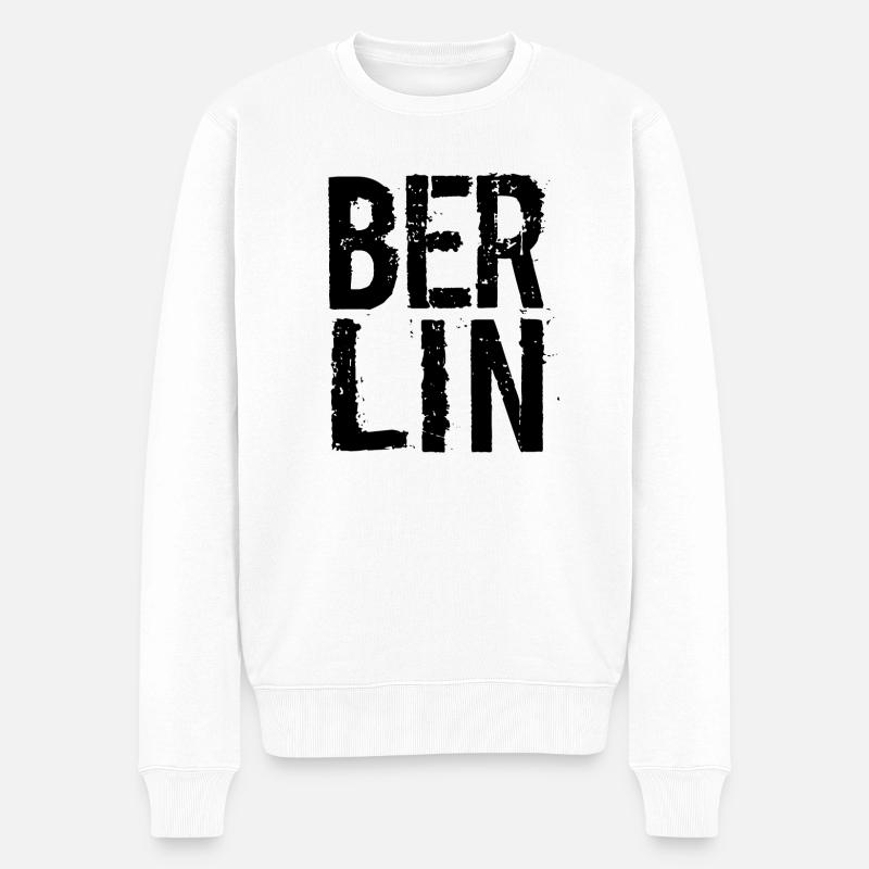 Berlin, Deutschland - Männer Premium Bio Pullover - Weiß