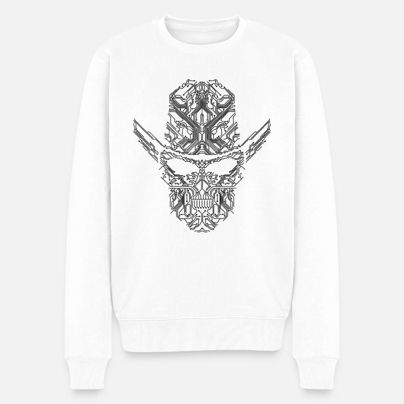 Circuit-Skull - Männer Premium Bio Pullover - Weiß