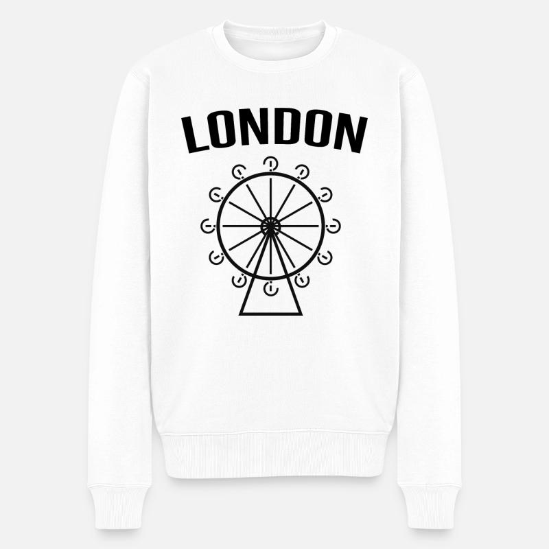 London - Männer Premium Bio Pullover - Weiß