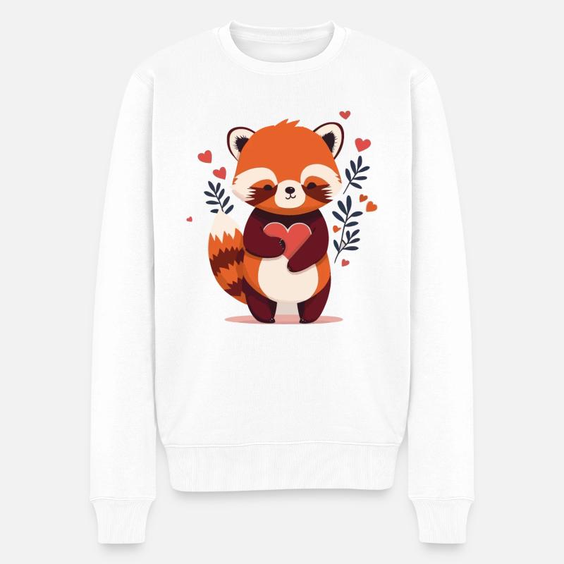 Panda roux avec cœur - Pull Premium bio Homme - blanc