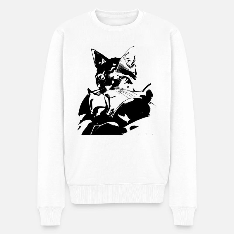 Chat avec armure - Pull Premium bio Homme - blanc
