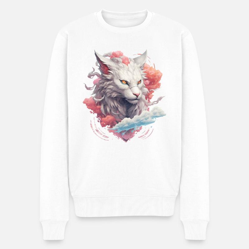 White Fantasy Lion - Männer Premium Bio Pullover - Weiß