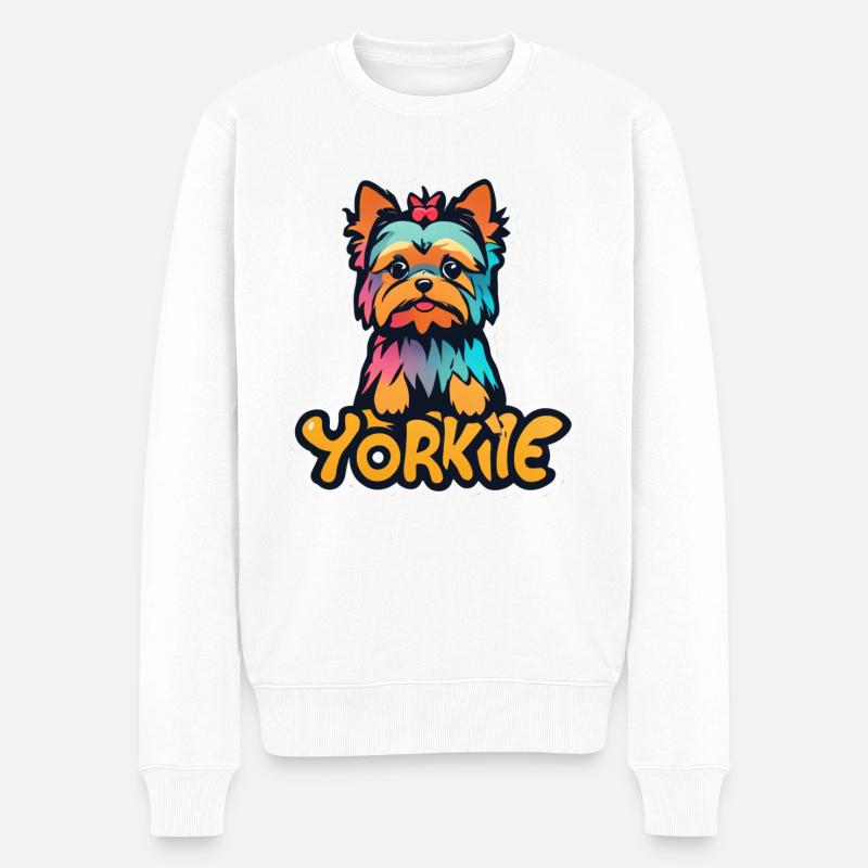 Yorkie - Männer Premium Bio Pullover - Weiß