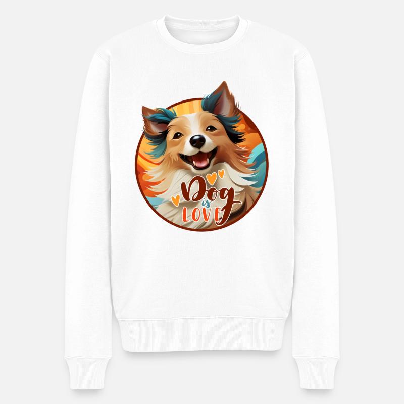 Dog is LOVE - Männer Premium Bio Pullover - Weiß