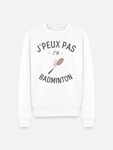 J'Peux pas j'ai Badminton - Pull Premium bio Homme - blanc