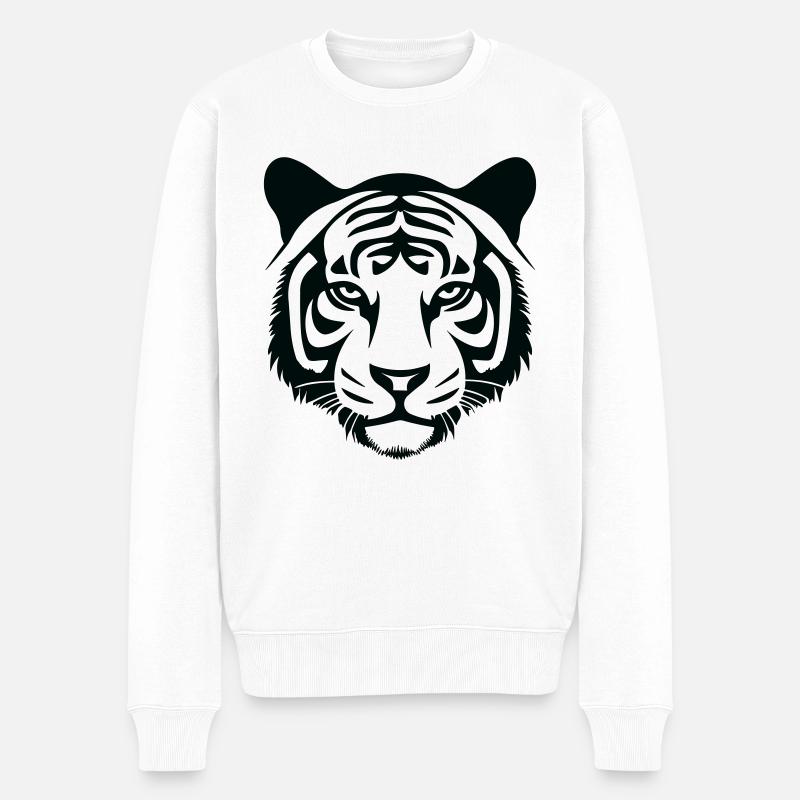 Felin Dschungel-Tigerkopf - Männer Premium Bio Pullover - Weiß