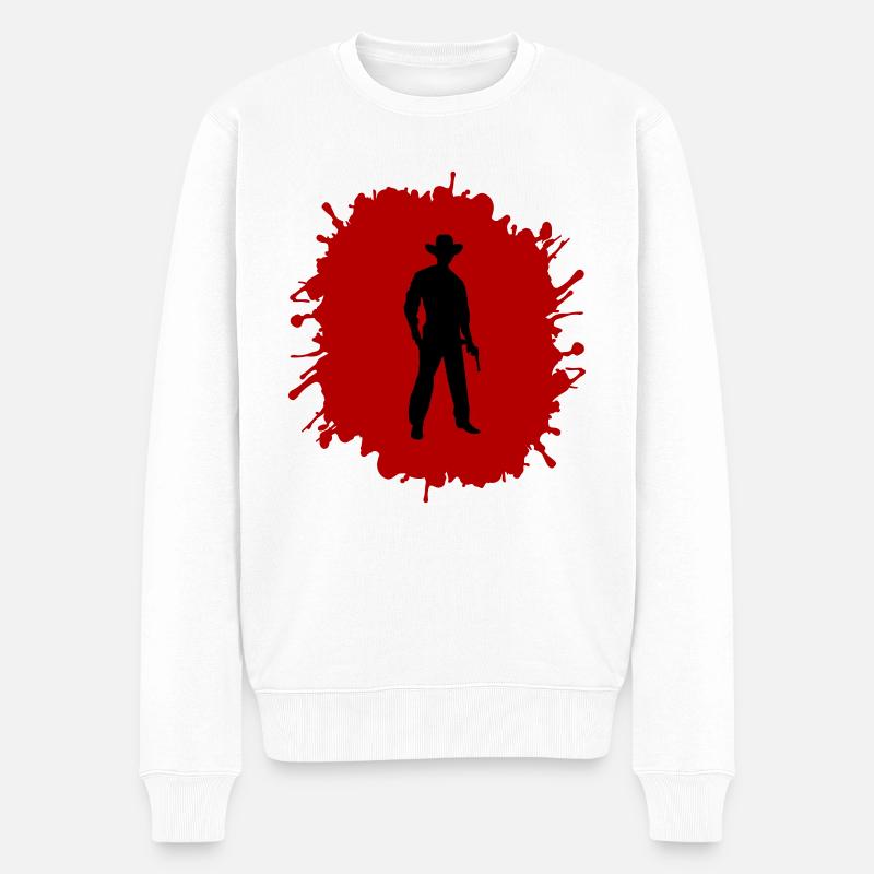 cowboy splatter - Männer Premium Bio Pullover - Weiß