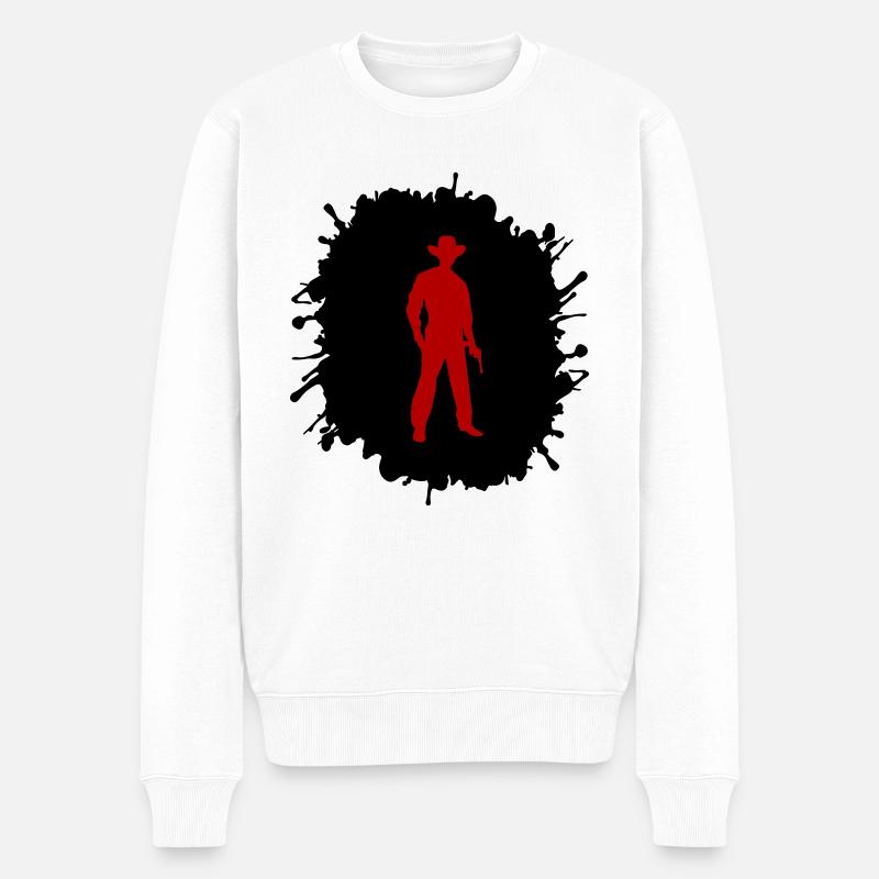 cowboy splatter - Männer Premium Bio Pullover - Weiß