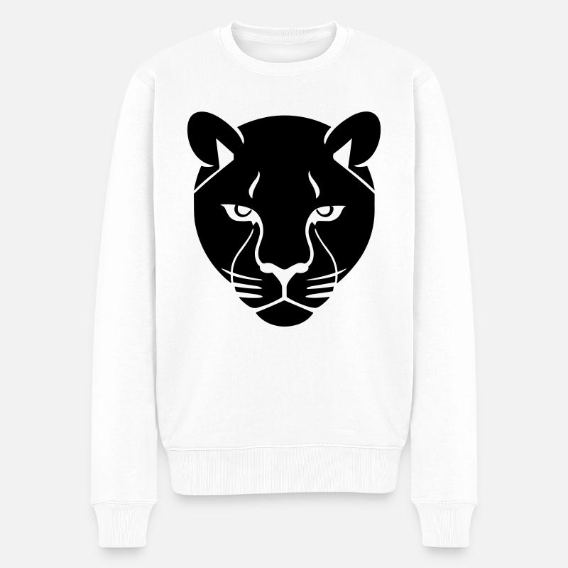 Kopf des Panthers - Männer Premium Bio Pullover - Weiß