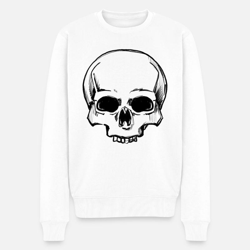 Crâne - Dessin au crayon - Pull Premium bio Homme - blanc