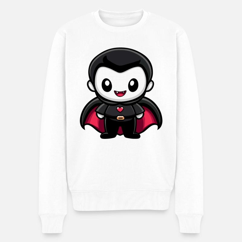 Vampir Halloween Niedlich Comic - Männer Premium Bio Pullover - Weiß