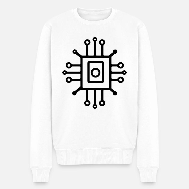 Digital Computer Chip Icon - Men's Premium Organic Jumper - white