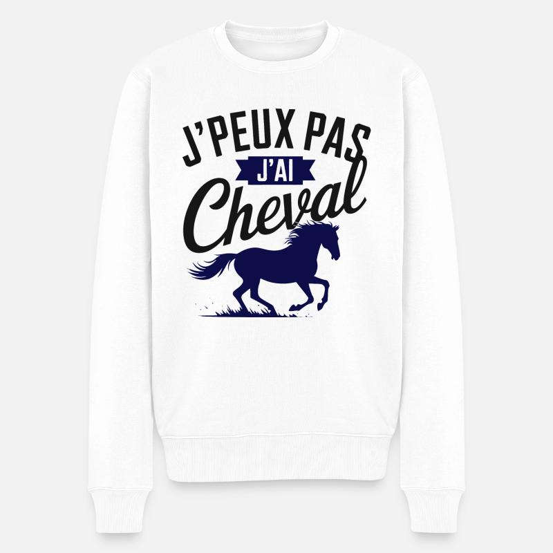 Passion Cheval Bleu - Männer Premium Bio Pullover - Weiß