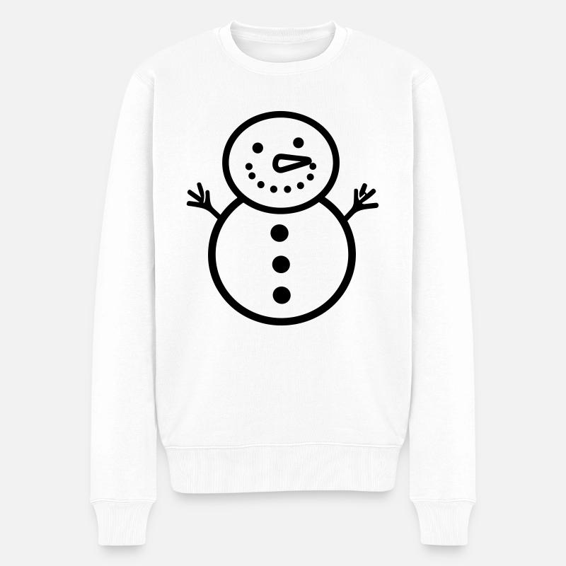Schneemann - Männer Premium Bio Pullover - Weiß