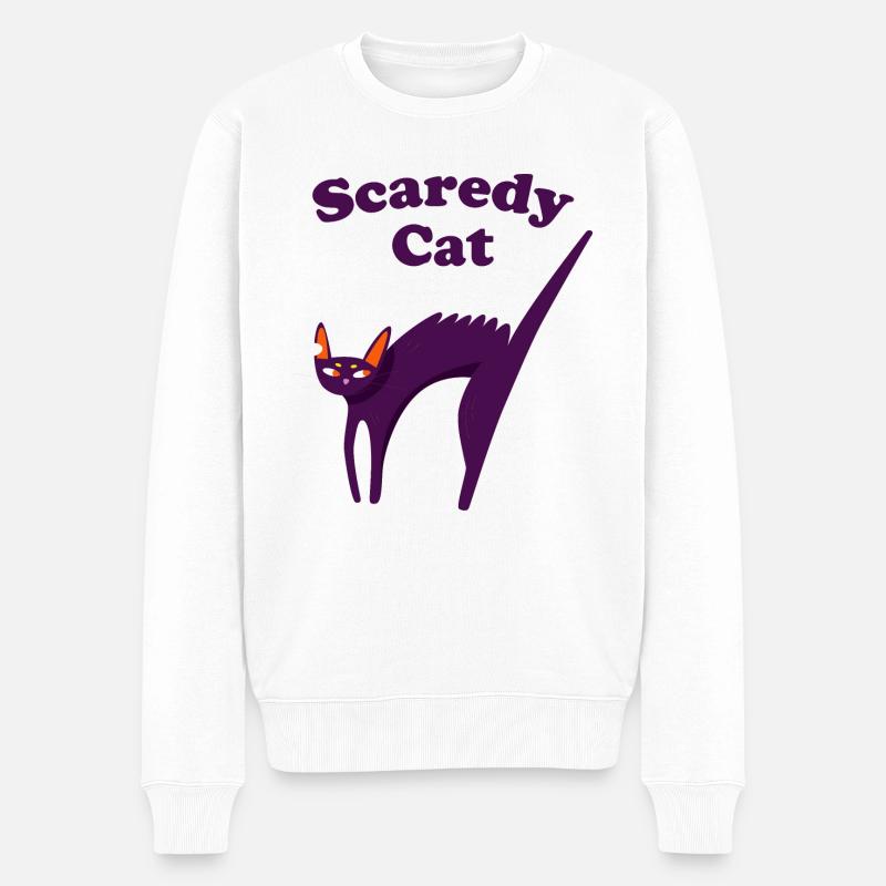 Scaredy Cat - Männer Premium Bio Pullover - Weiß