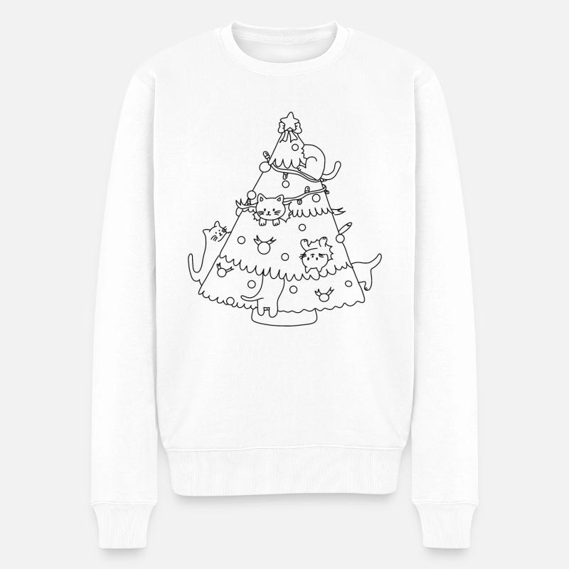 Weihnachtsbaum - Männer Premium Bio Pullover - Weiß