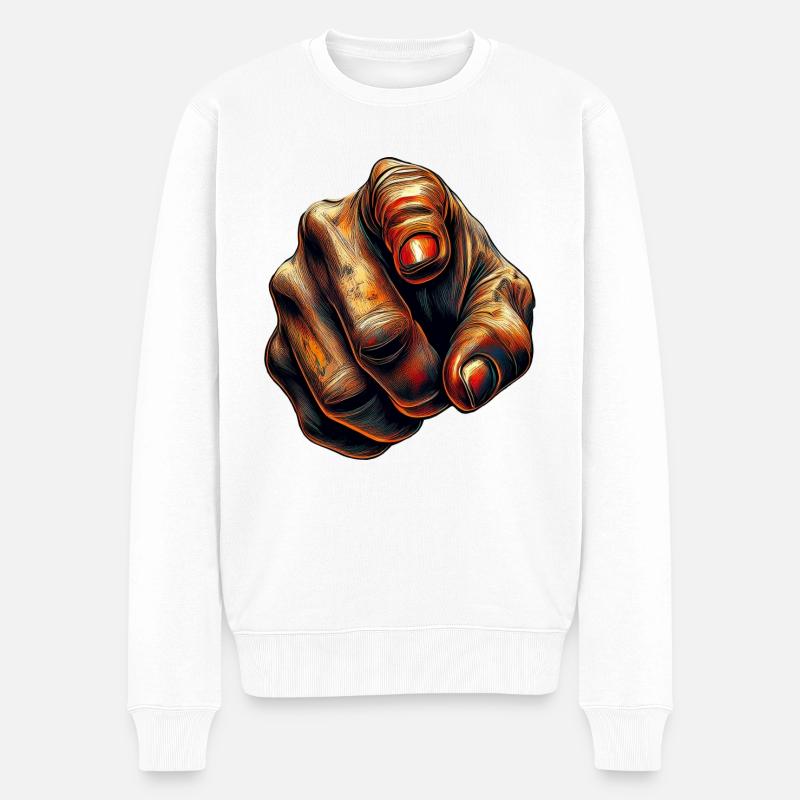 Finger - Männer Premium Bio Pullover - Weiß