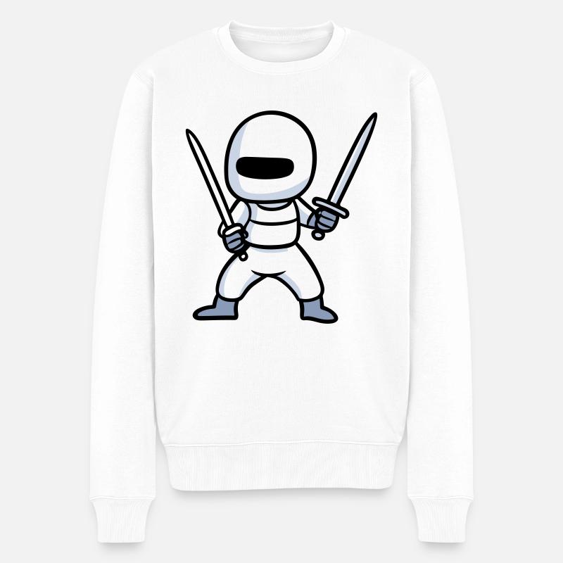 Double épée Ninja - Pull Premium bio Homme - blanc