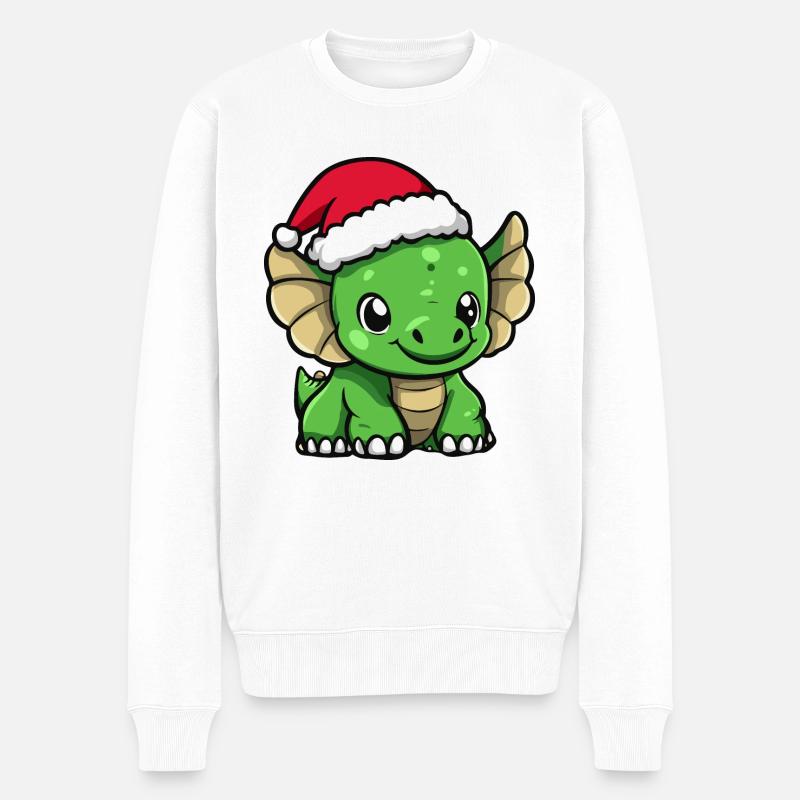 Dinosaurier triceratops Weihnachten - Männer Premium Bio Pullover - Weiß