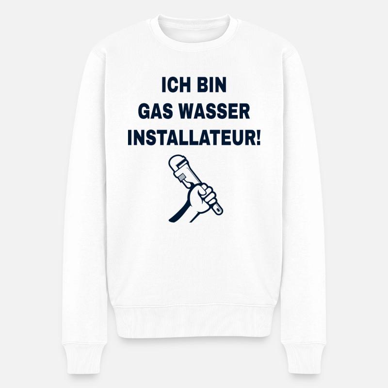 Gas Wasser Scheiße - Männer Premium Bio Pullover - Weiß
