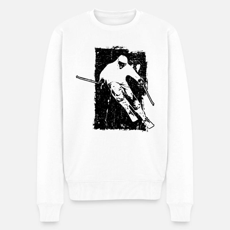 ski ski ski skier grunge descente - Pull Premium bio Homme - blanc
