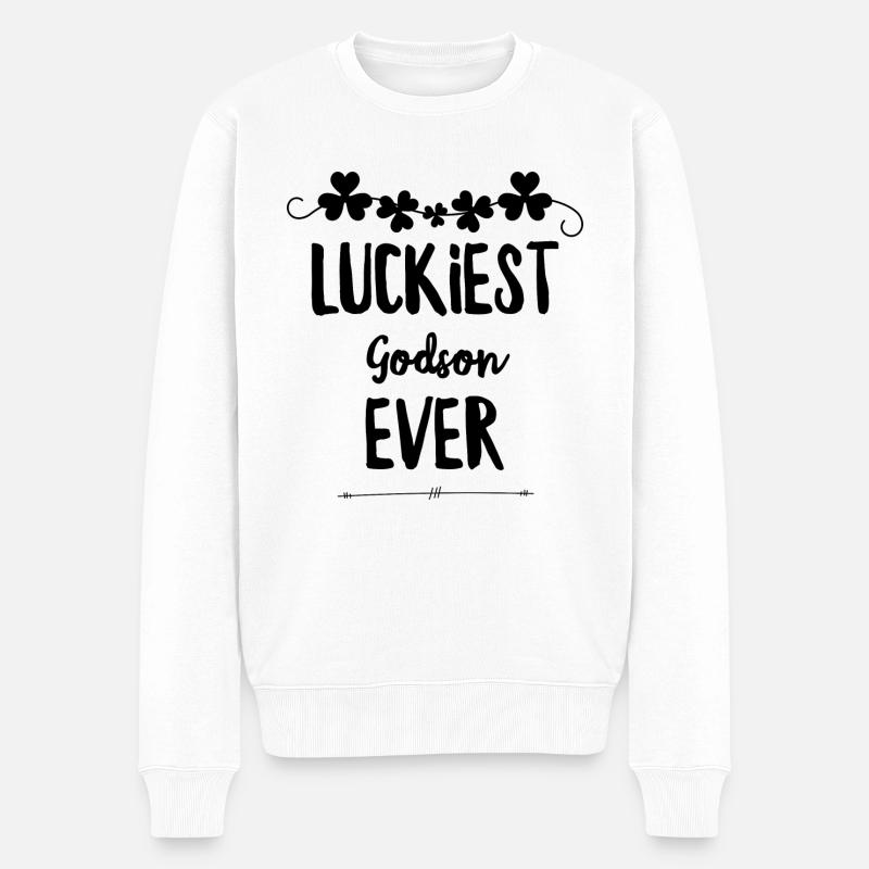 Luckiest Godson Ever - Männer Premium Bio Pullover - Weiß