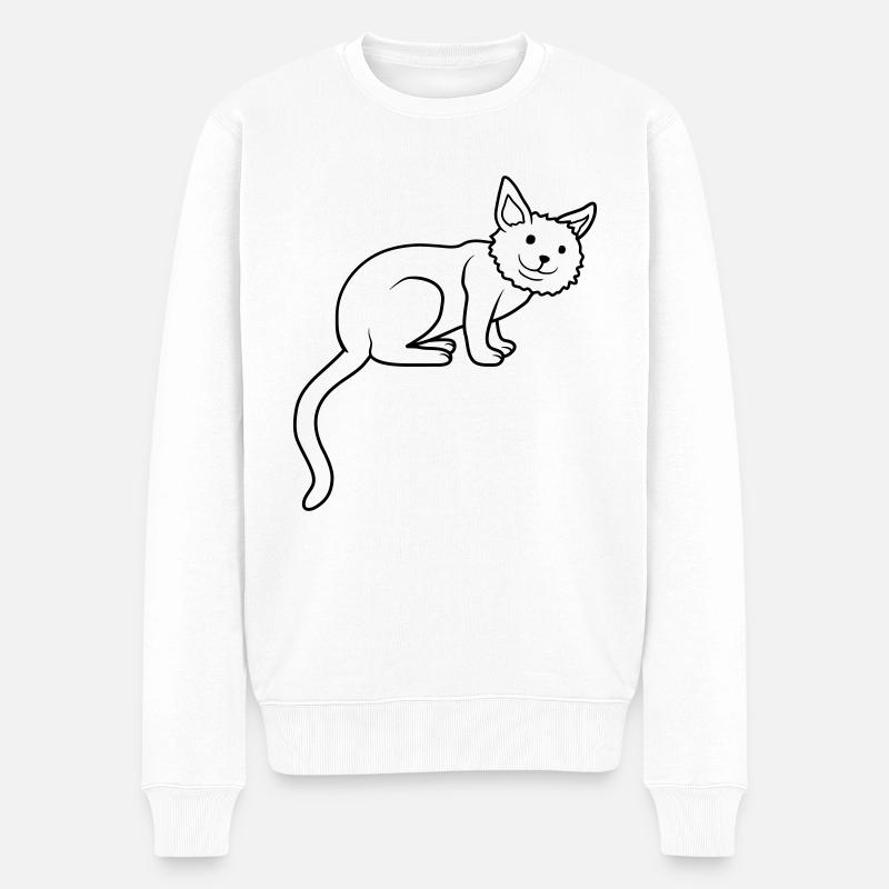Mignon cher chat assis - Pull Premium bio Homme - blanc