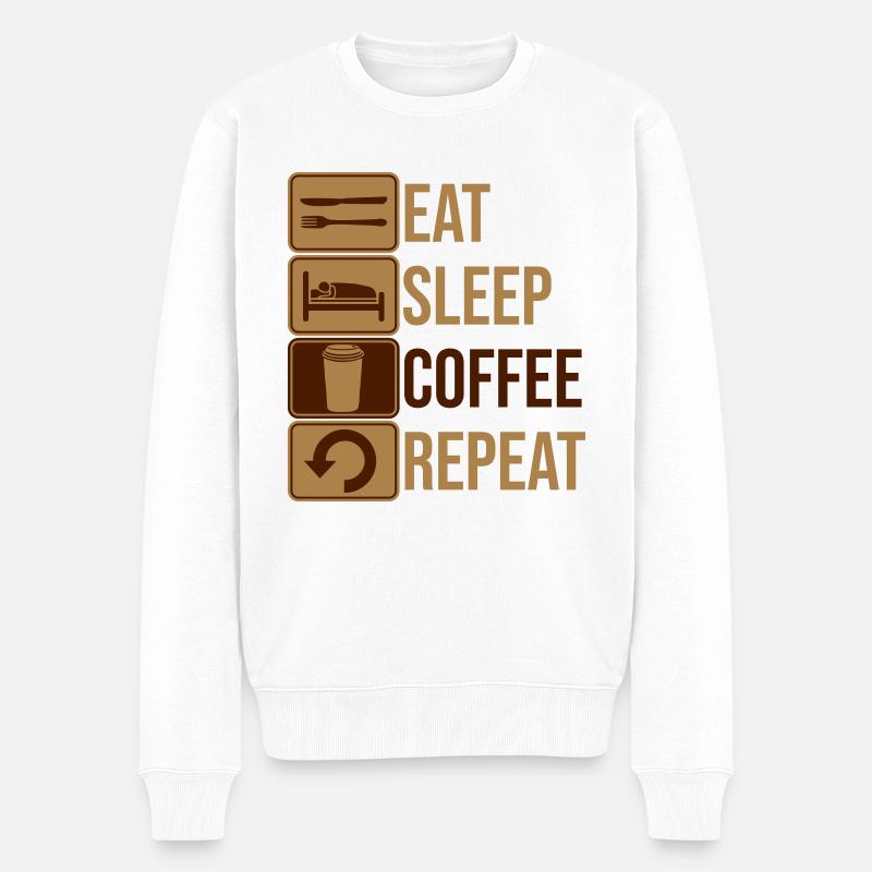eat sleep coffee repeat - Männer Premium Bio Pullover - Weiß