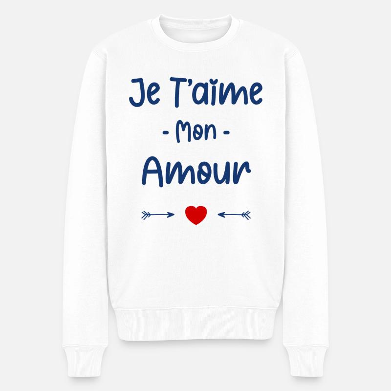 Je t'aime mon Amour - Pull Premium bio Homme - blanc