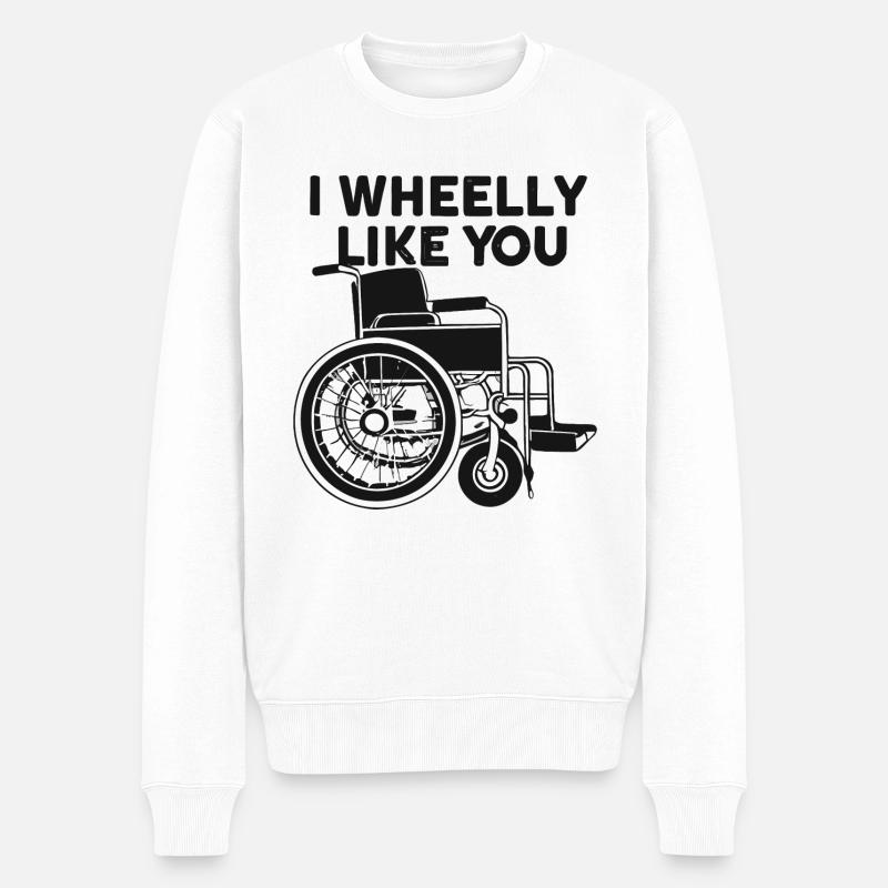 Rollstuhl Rollstuhlfahrer Geschenkidee - Männer Premium Bio Pullover - Weiß