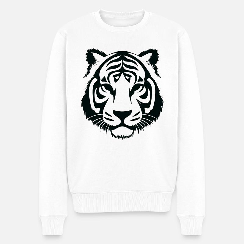 Felin Dschungel-Tigerkopf - Männer Premium Bio Pullover - Weiß