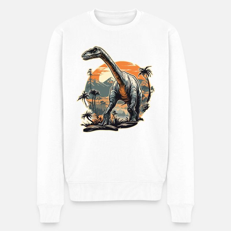 Dinosaurier / Tier / Urzeit / Reptil / Jungs - Männer Premium Bio Pullover - Weiß