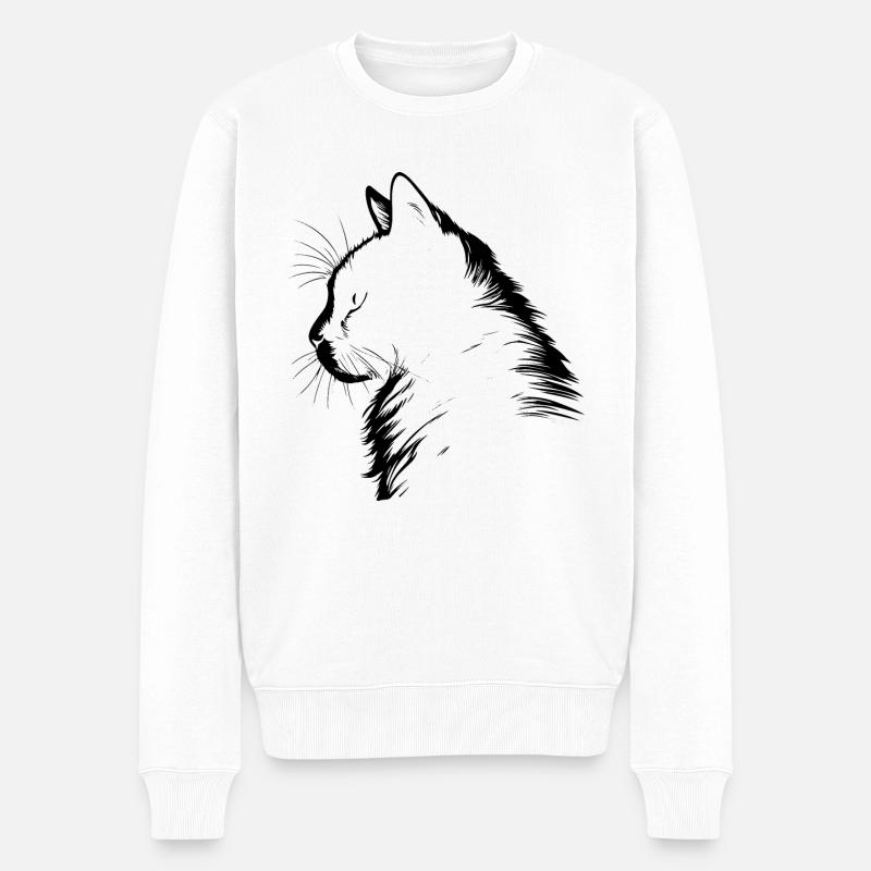 Chat, Motif De Chat - Pull Premium bio Homme - blanc