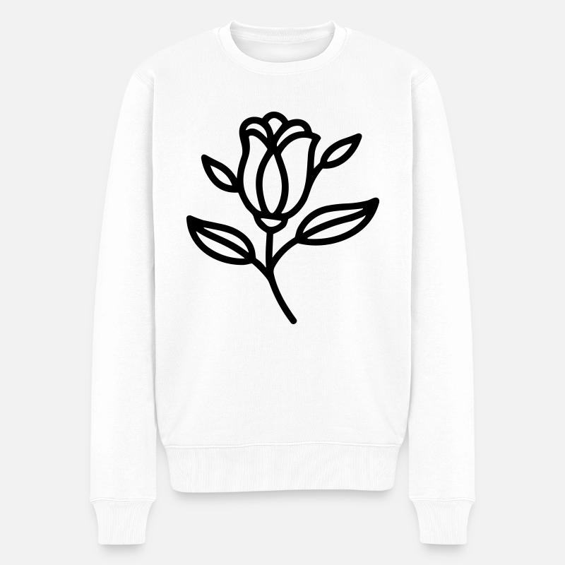 Rosa Blume - Männer Premium Bio Pullover - Weiß