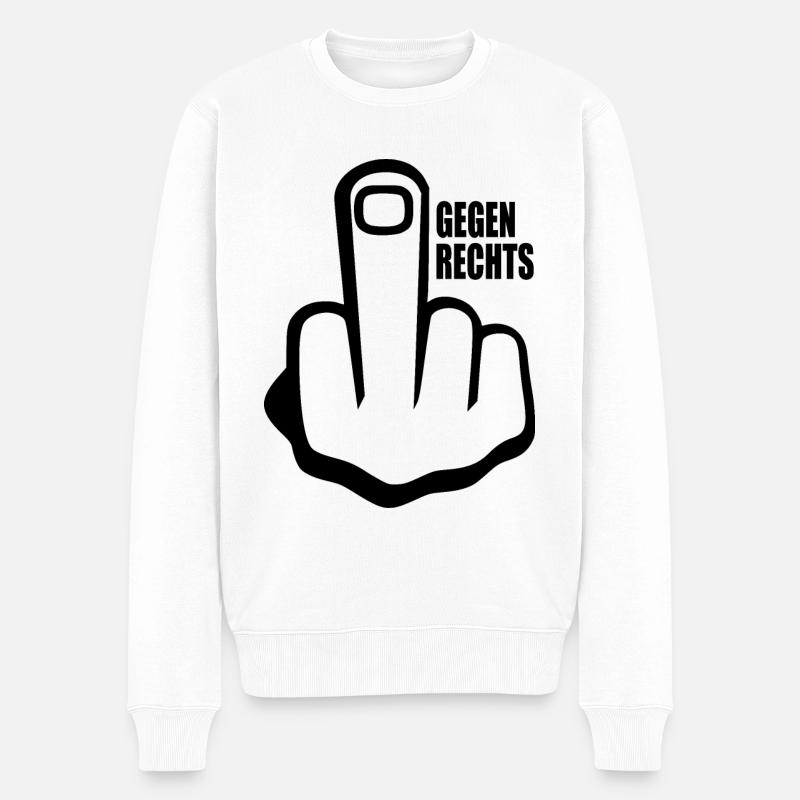 Gegen rechts - Männer Premium Bio Pullover - Weiß
