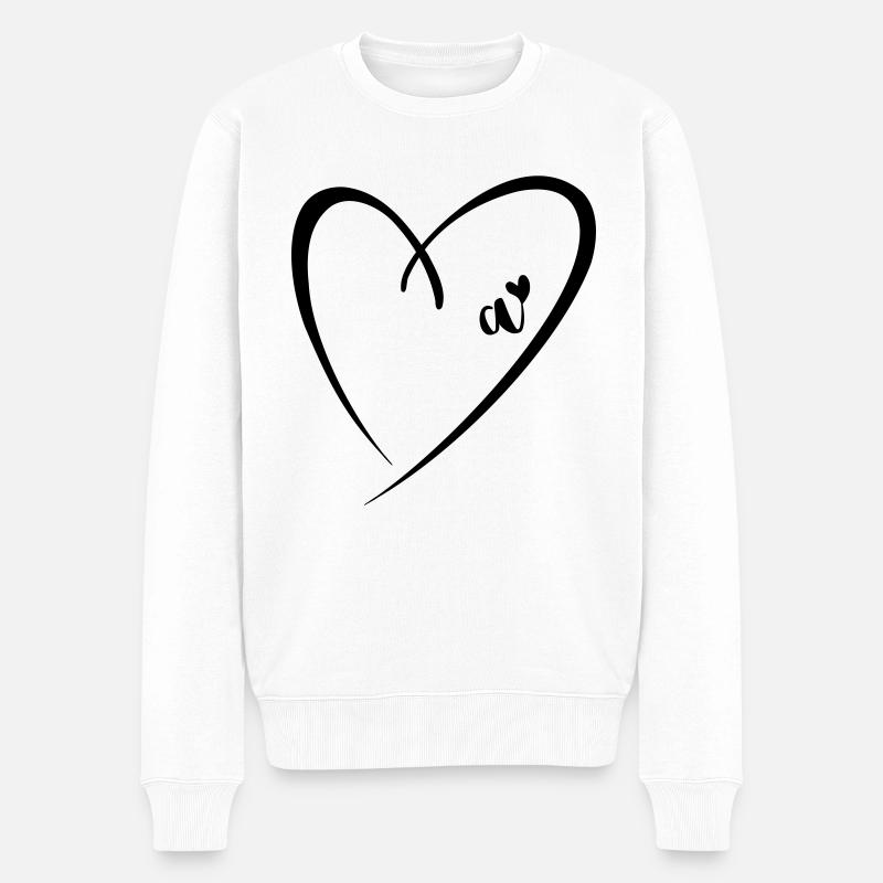 Lettre minuscule Un Coeur - Pull Premium bio Homme - blanc