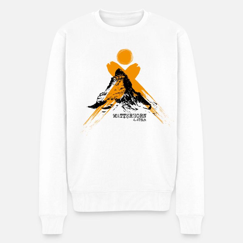 Matterhorn - Cervino - Männer Premium Bio Pullover - Weiß