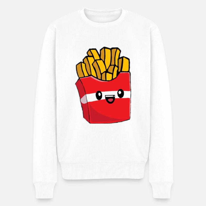 Kawaii Pommes Design [1] - Männer Premium Bio Pullover - Weiß