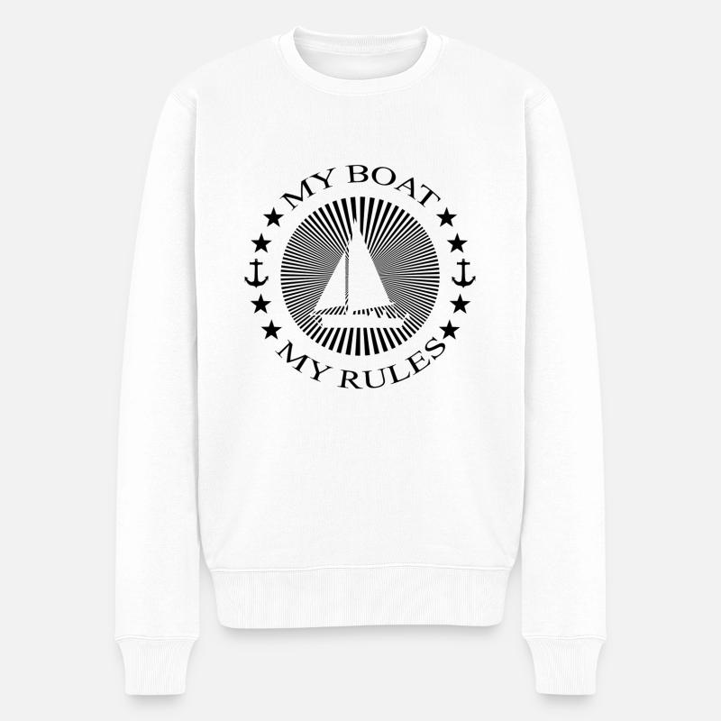 Segelboot - Männer Premium Bio Pullover - Weiß