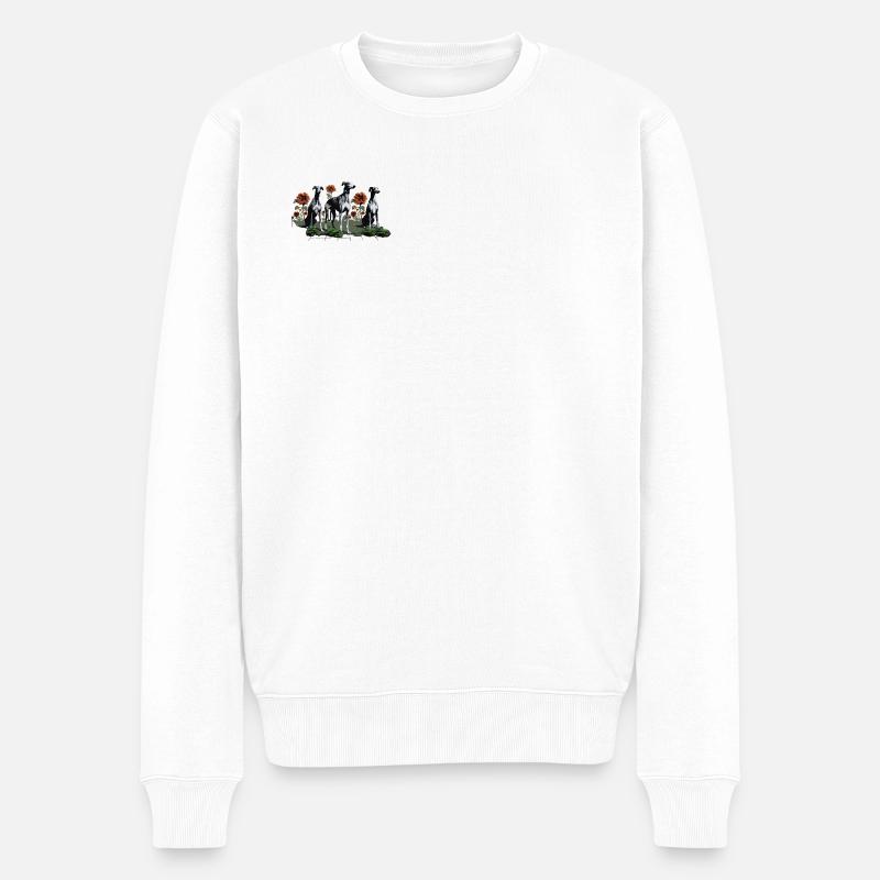 Galgos et tournesols dans le jardin - Pull Premium bio Homme - blanc