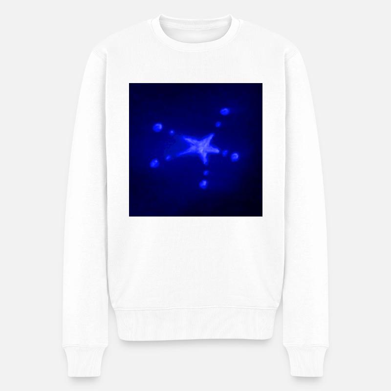 ELEKTRISCHER BLAUER STERN - Männer Premium Bio Pullover - Weiß