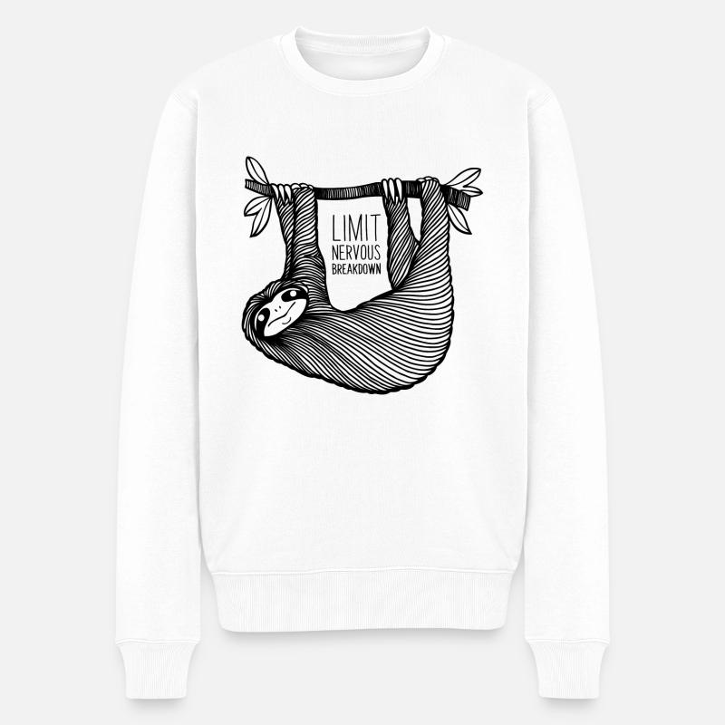 Der faule, tierische, begrenzte Nervenzusammenbruch - Männer Premium Bio Pullover - Weiß