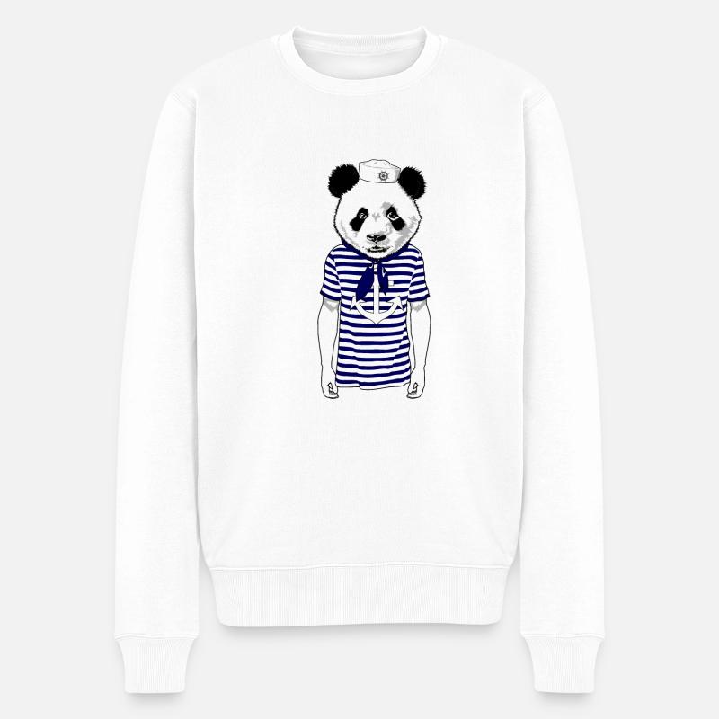 Panda Seemann - Männer Premium Bio Pullover - Weiß