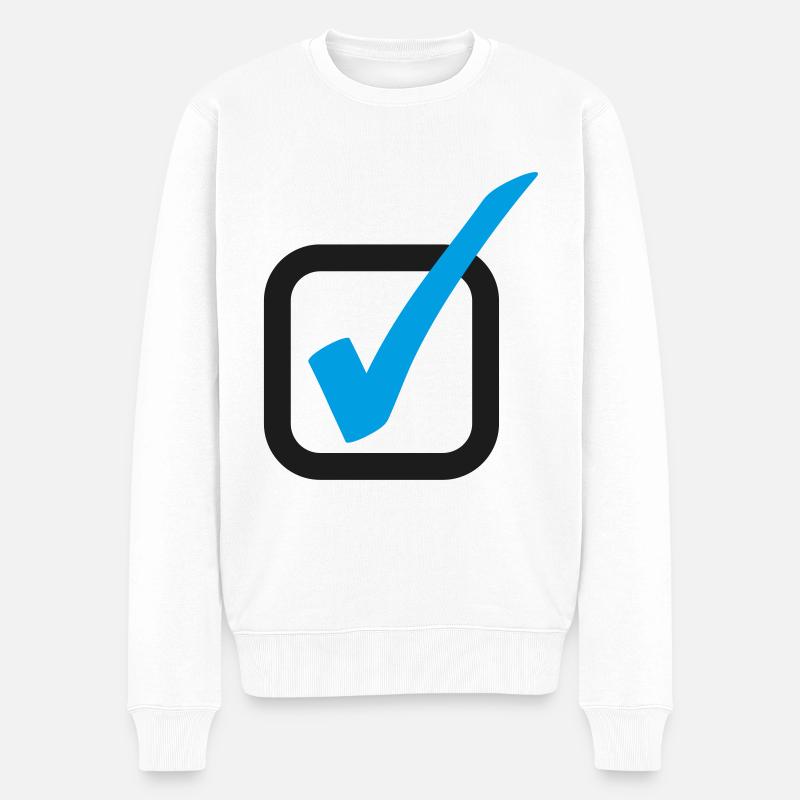Häkchen - Männer Premium Bio Pullover - Weiß