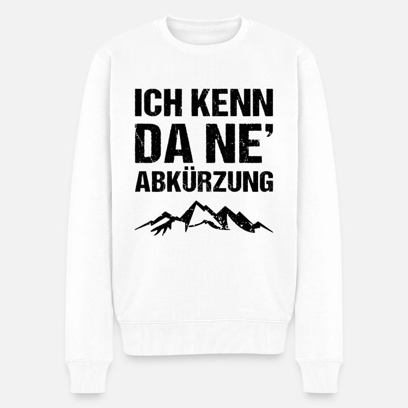 Ich Kenn Da Ne´Abkürzung Berge Wandern Humor - Männer Premium Bio Pullover - Weiß