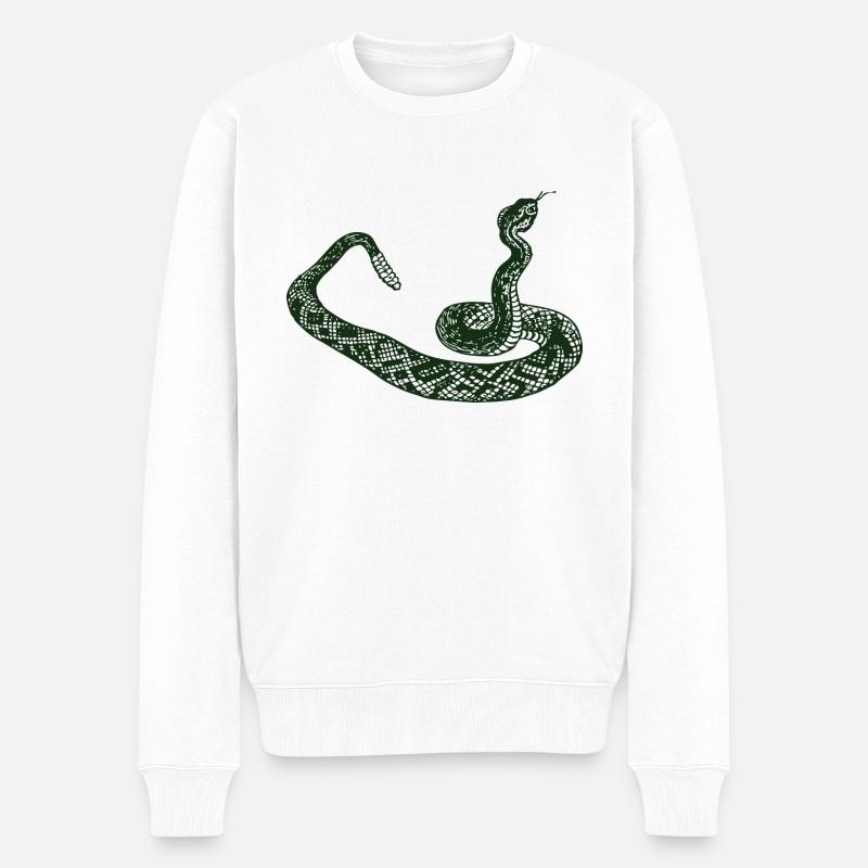 Klapperschlange - Männer Premium Bio Pullover - Weiß