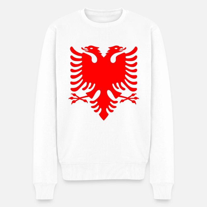 Albanien - Männer Premium Bio Pullover - Weiß