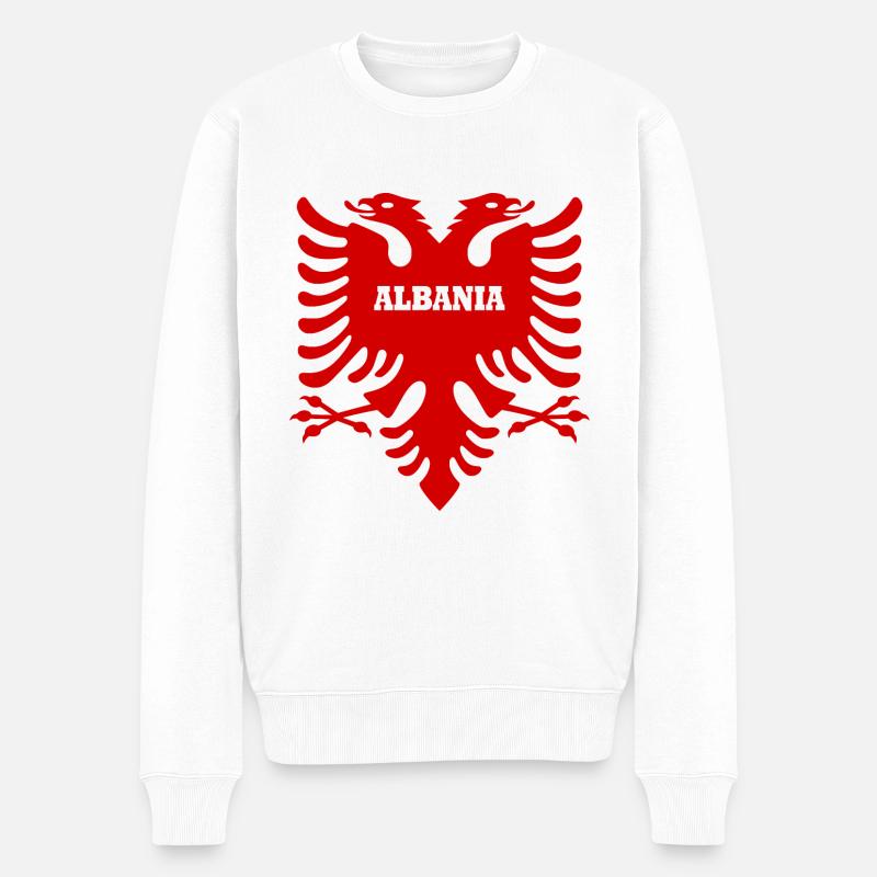 Albanien - Männer Premium Bio Pullover - Weiß